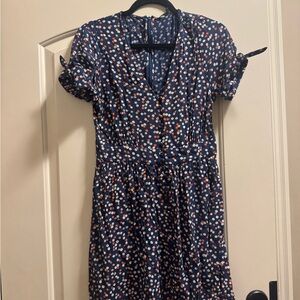 Madewell Navy Floral Midi Dress